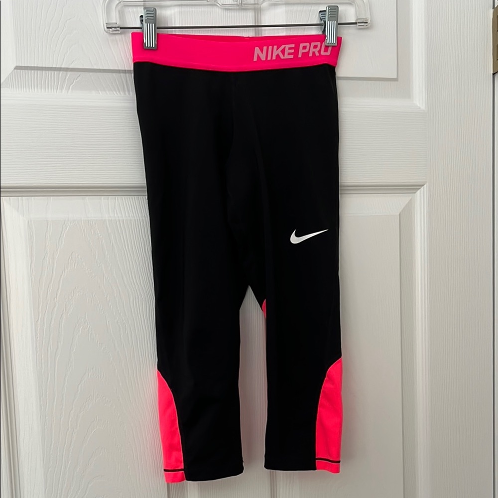 Nike Pro Kids Black and Pink Leggings